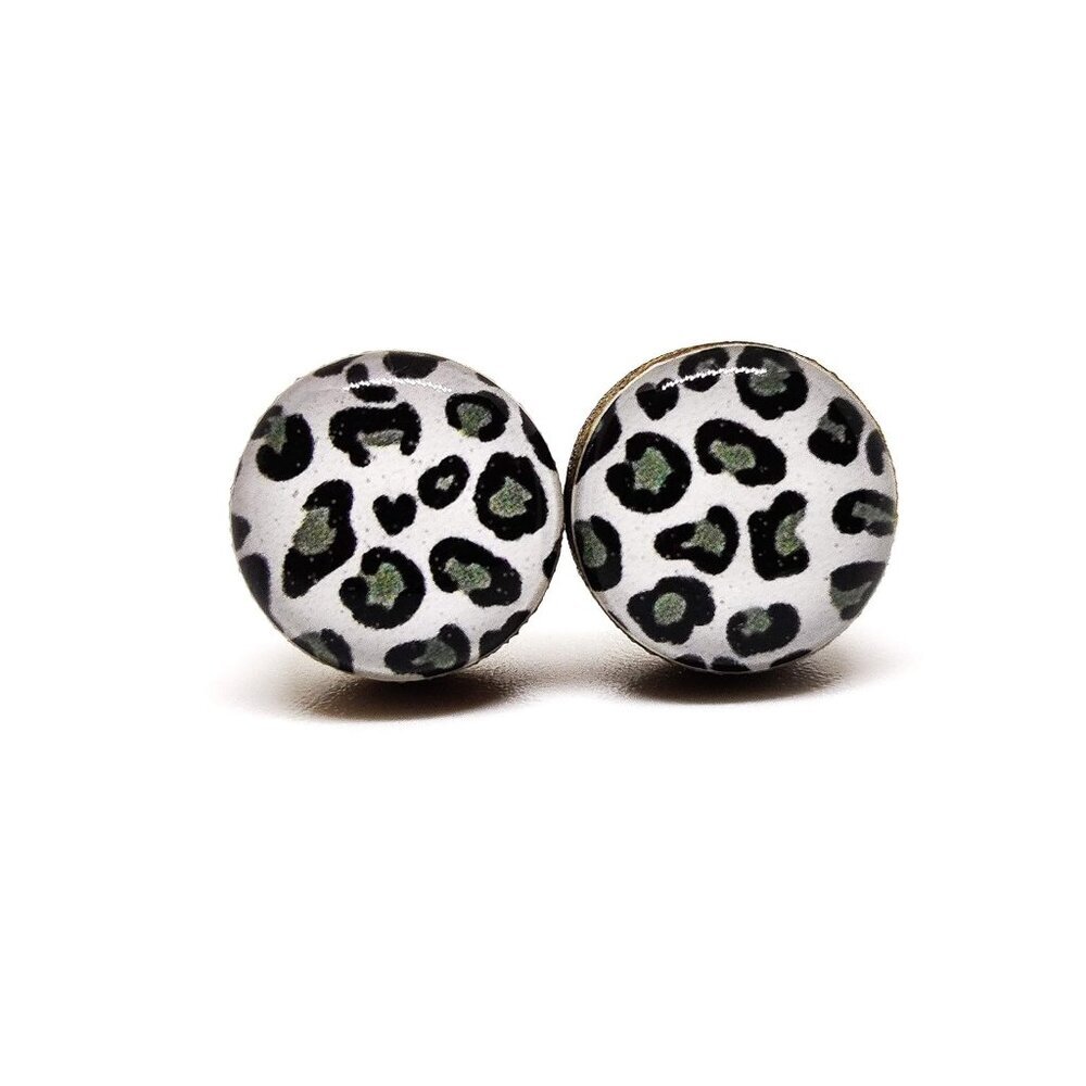 Stud Earrings, Animal Print, 10 mm, Handmade, Stainless Steel Posts for Sensitiv